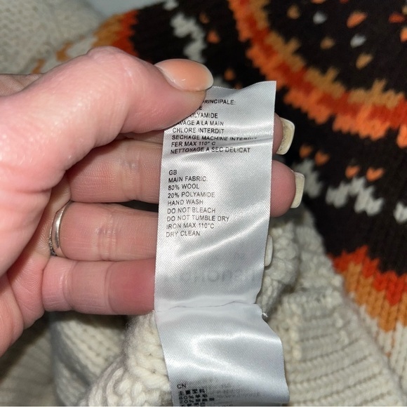 Manoush Brown Cream Wool Blend Textured Knit Sweater Women’s MD Made In Italy - Picture 7 of 11